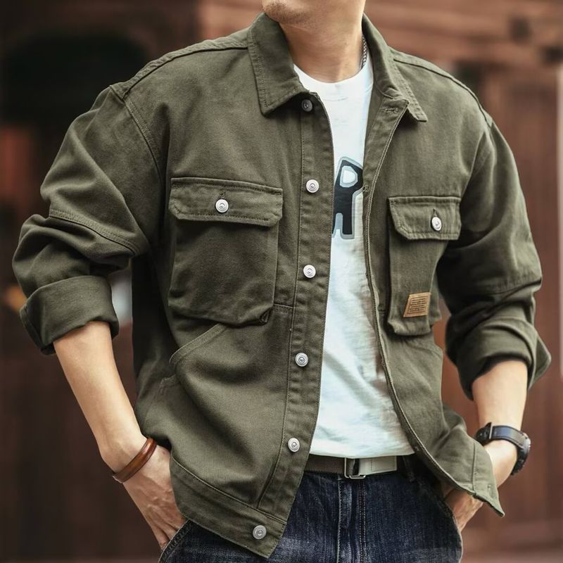 Jaqueta Jeans Masculina Estilo Americano Vintage , Casaco Moderno De Outono E Primavera