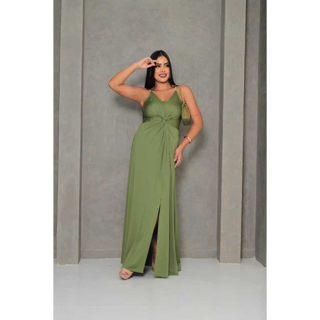 Vestido Feminino Longo festa convidada leve com alças