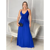 Vestido Feminino Longo festa convidada leve com alças