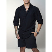 Camisa de Linho Manga Longa Viscolinho Old Money Elegante Praia Verão Casual Muitas Cores