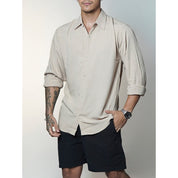 Camisa de Linho Manga Longa Viscolinho Old Money Elegante Praia Verão Casual Muitas Cores